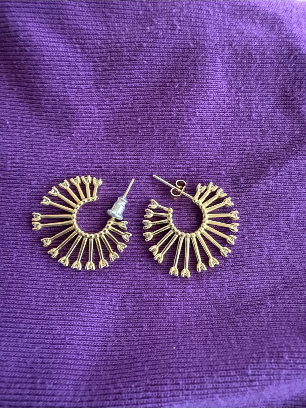 Gold Sunburst Hoop Earrings - Women Jewelry
